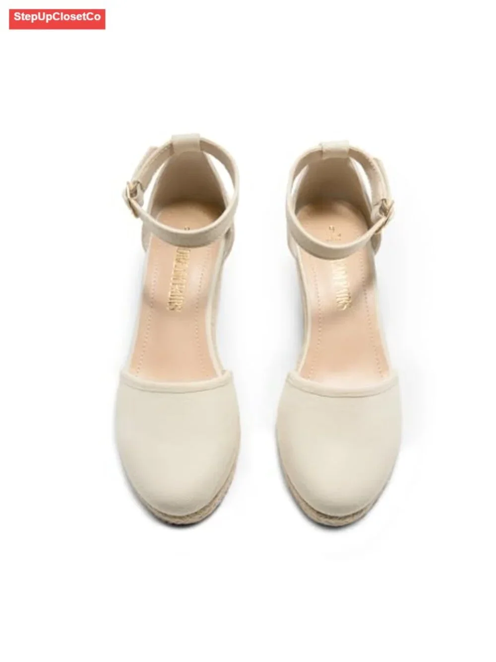 Closed Toe Ankle Strap Espadrilles Platform Wedge Sandals - Faux Suede